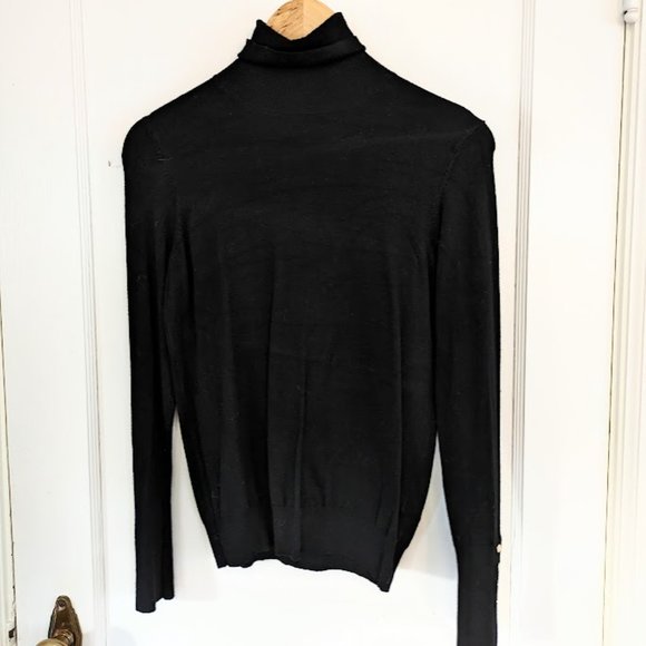 Zara Black Turtleneck with Gold Button Detail on Sleeve - Size M - Picture 1 of 4